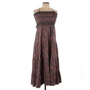Lucky Brand NWT Maxi Sundress Size L Brown floral paisley pattern